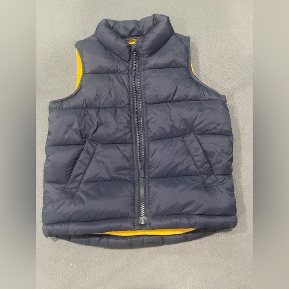 Old Navy Other - Old Navy Kids Navy Puffer Vest with Yellow Lining USED Good Condition size 4T